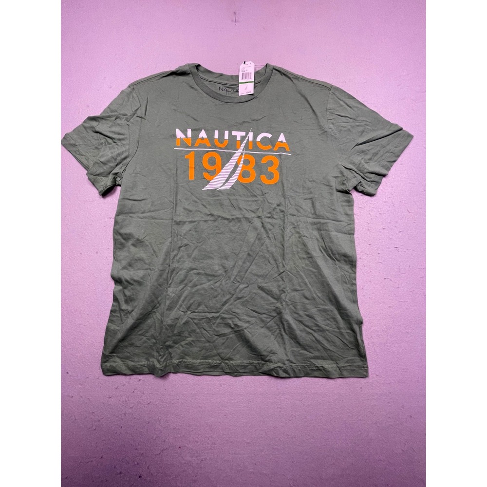 Nautica T Shirt Cotton Olive Green Large Mens